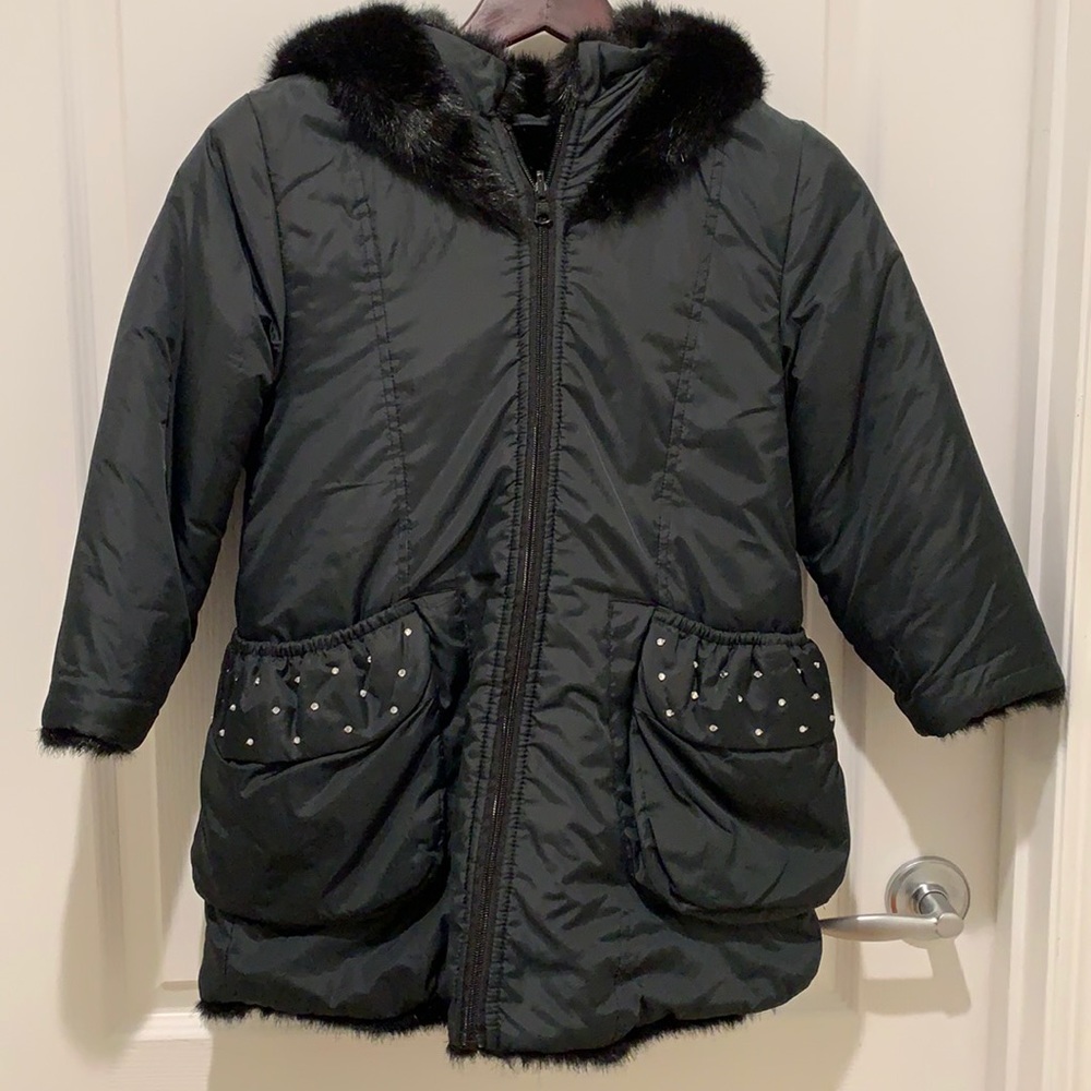 Children’s Place Reversible Faux Fur Lined Coat Size Small 5/6